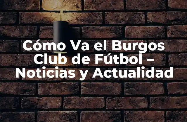 Cómo Va el Burgos Club de Fútbol – Noticias y Actualidad