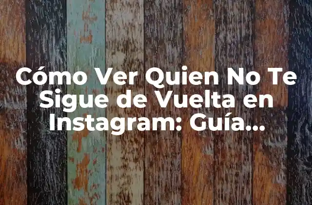 Cómo Ver Quien No Te Sigue de Vuelta en Instagram: Guía Completa