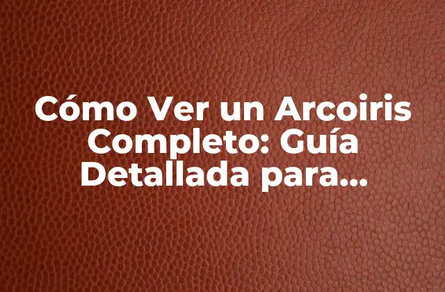 Cómo Ver un Arcoiris Completo: Guía Detallada para Observar Este Fenómeno Natural