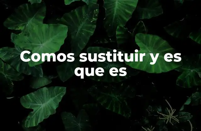 Comos Sustituir y es que es