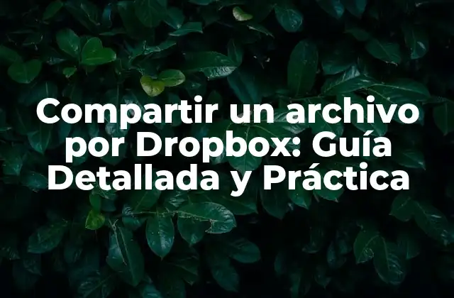 Compartir un Archivo por Dropbox: Guía Detallada y Práctica