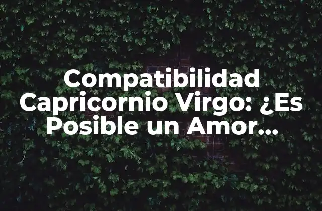 Compatibilidad Capricornio Virgo: ¿es Posible un Amor Eterno?