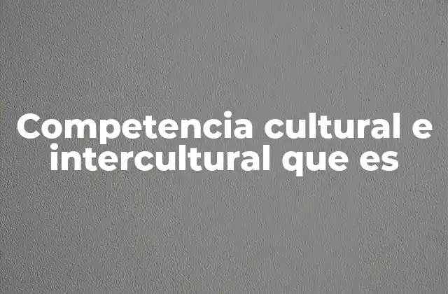 Competencia Cultural e Intercultural que es