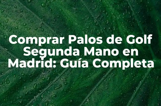 Comprar Palos de Golf Segunda Mano en Madrid: Guía Completa