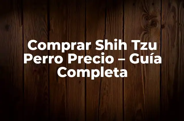 Comprar Shih Tzu Perro Precio – Guía Completa