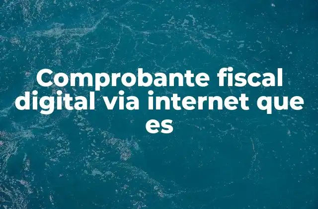 Comprobante Fiscal Digital Via Internet que es