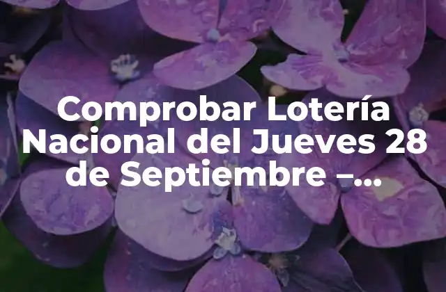 Comprobar Lotería Nacional Del Jueves 28 de Septiembre – Resultados y Premios