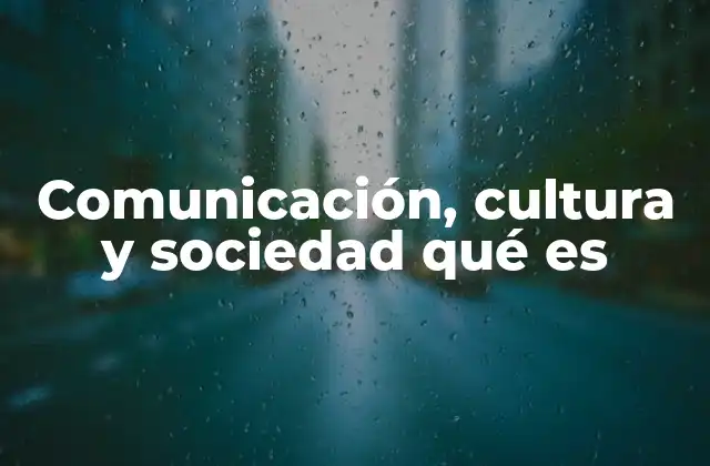 Comunicación, Cultura y Sociedad Qué es