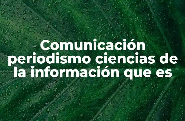 Comunicación Periodismo Ciencias de la Información que es