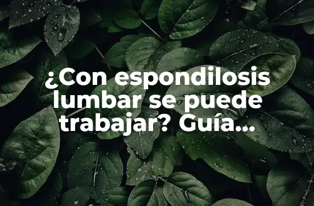 ¿con Espondilosis Lumbar Se Puede Trabajar? Guía Completa para Personas con Dolor de Espalda