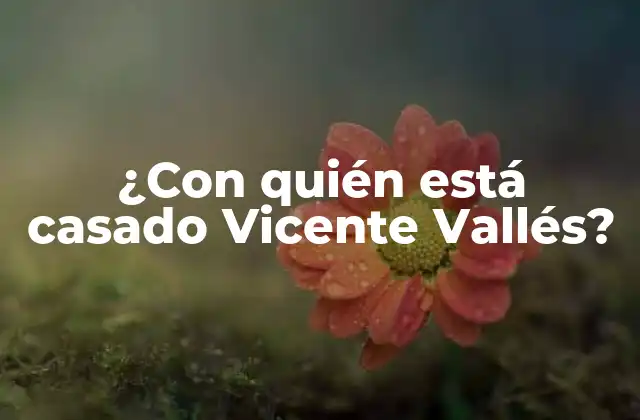 ¿con Quién Está Casado Vicente Vallés?
