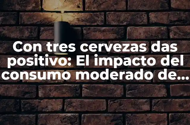 Con Tres Cervezas Das Positivo: el Impacto Del Consumo Moderado de Cerveza en la Salud