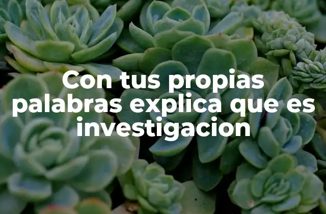 Con Tus Propias Palabras Explica que es Investigacion