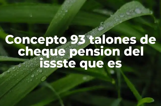 Concepto 93 Talones de Cheque Pension Del Issste que es