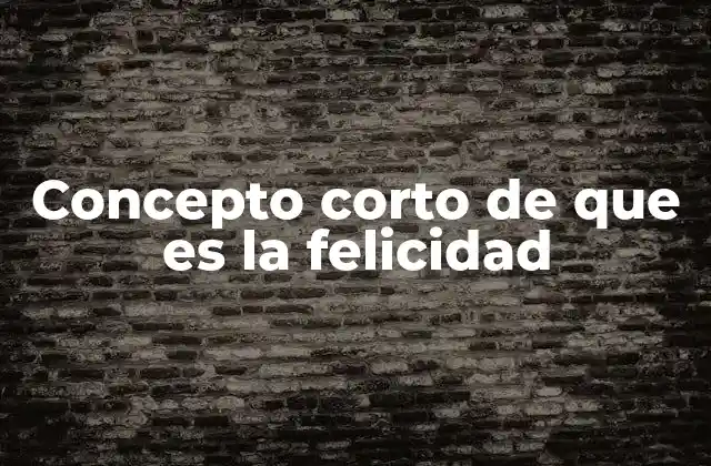 Concepto Corto de que es la Felicidad