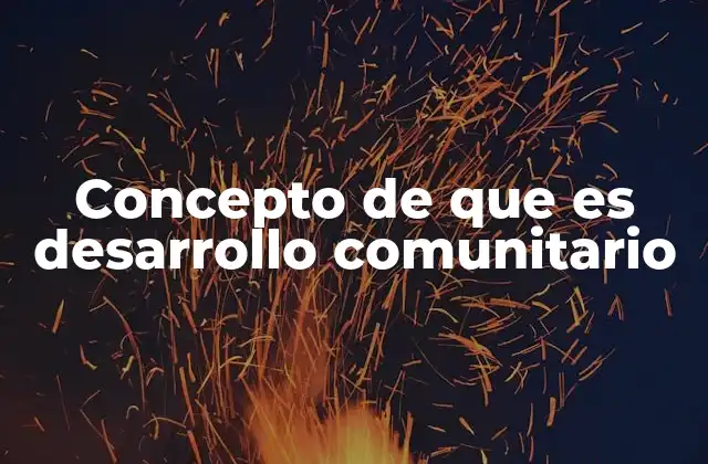 Concepto de que es Desarrollo Comunitario