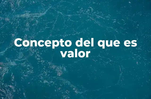 Concepto Del que es Valor