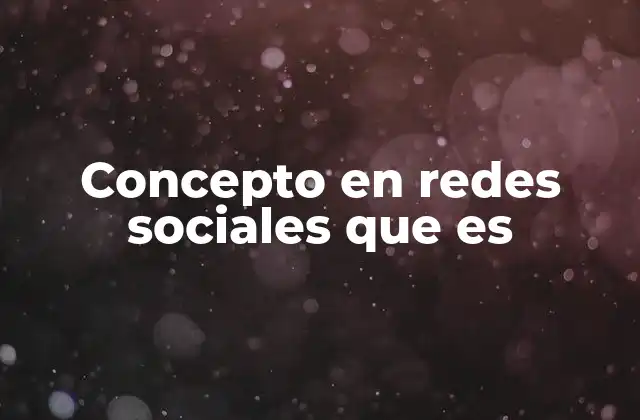 Concepto en Redes Sociales que es