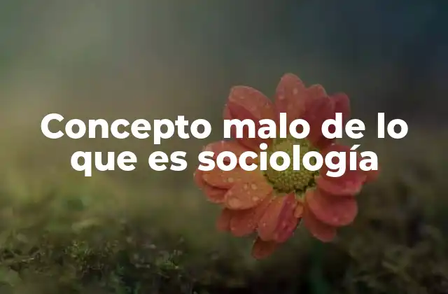 Concepto Malo de Lo que es Sociología