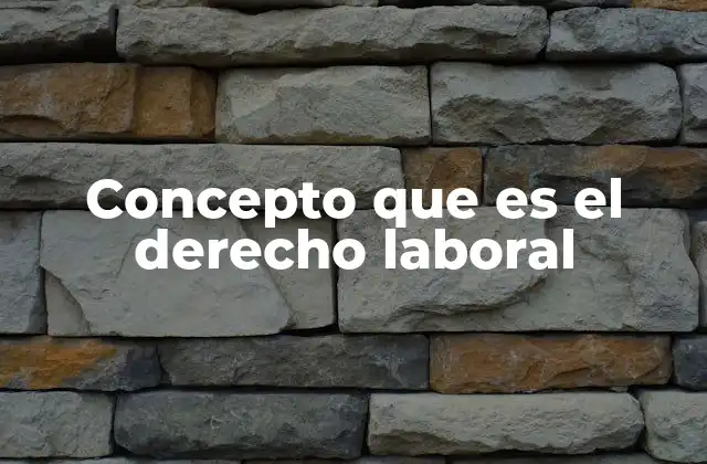 Concepto que es el Derecho Laboral