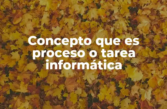 Concepto que es Proceso o Tarea Informática