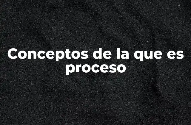 Conceptos de la que es Proceso