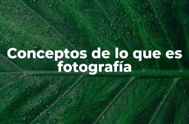 Conceptos de Lo que es Fotografía