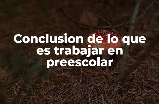 Conclusion de Lo que es Trabajar en Preescolar