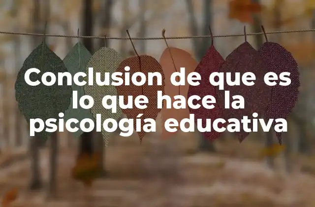 Conclusion de que es Lo que Hace la Psicología Educativa