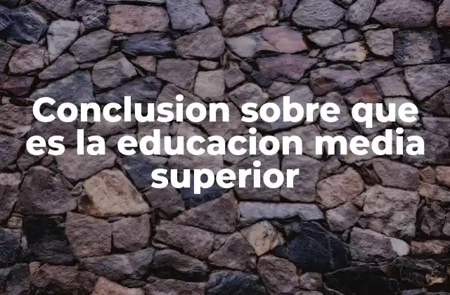 Conclusion sobre que es la Educacion Media Superior
