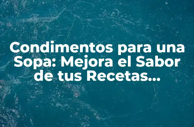 Condimentos para una Sopa: Mejora el Sabor de Tus Recetas Favoritas
