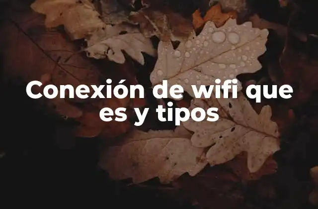 Conexión de Wifi que es y Tipos