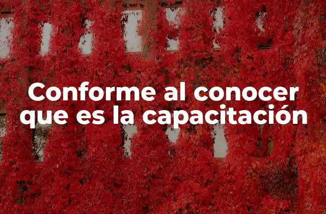Conforme Al Conocer que es la Capacitación 2 El papel de la capacitación en el desarrollo organizacional