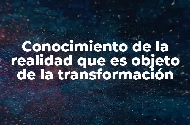 Conocimiento de la Realidad que es Objeto de la Transformación