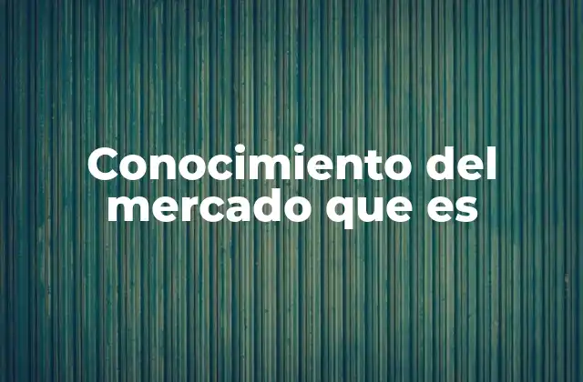 Conocimiento Del Mercado que es