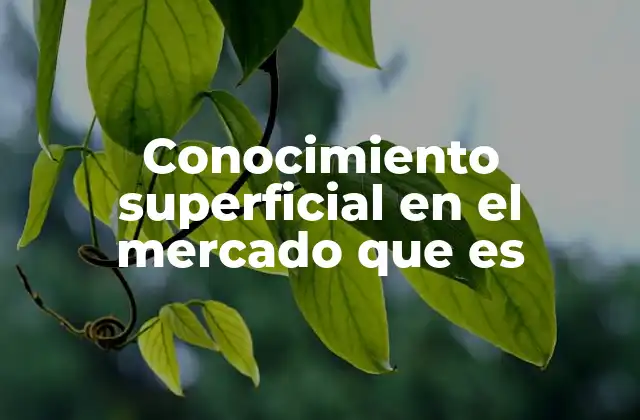 Conocimiento Superficial en el Mercado que es