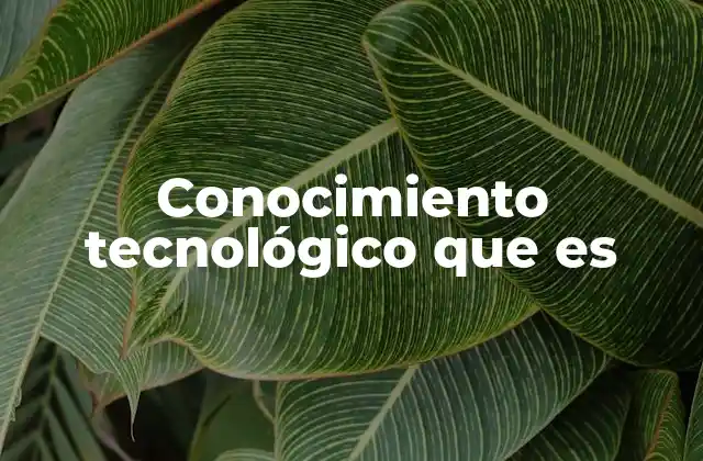 Conocimiento Tecnológico que es