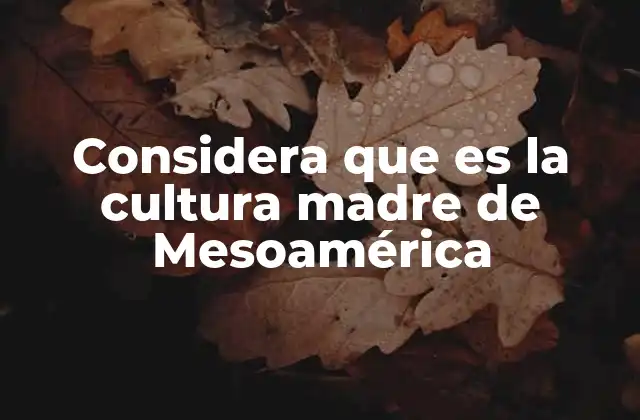 Considera que es la Cultura Madre de Mesoamérica