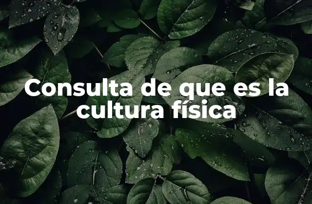 Consulta de que es la Cultura Física