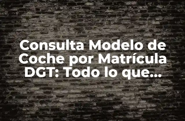 Consulta Modelo de Coche por Matrícula Dgt: Todo Lo que Necesitas Saber