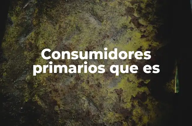 Consumidores Primarios que es
