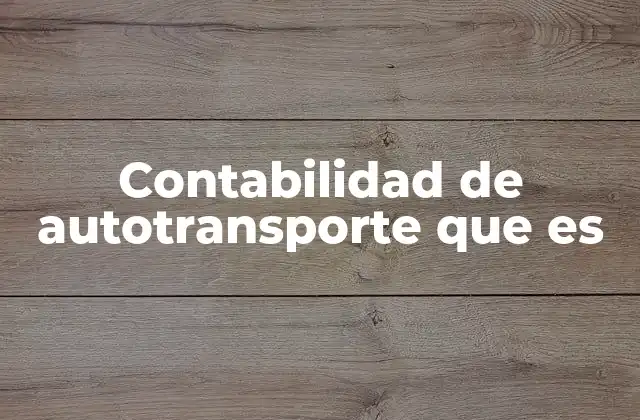 Contabilidad de Autotransporte que es