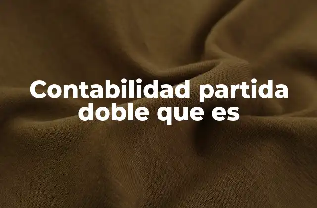 Contabilidad Partida Doble que es