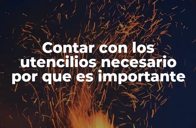 Contar con los Utencilios Necesario por que es Importante