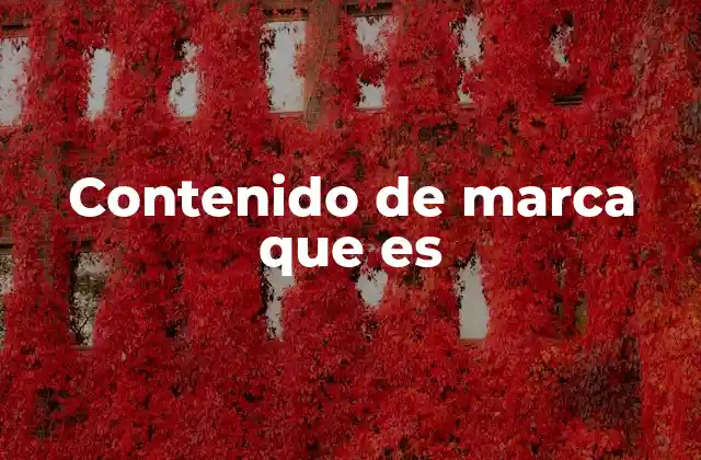 Contenido de Marca que es