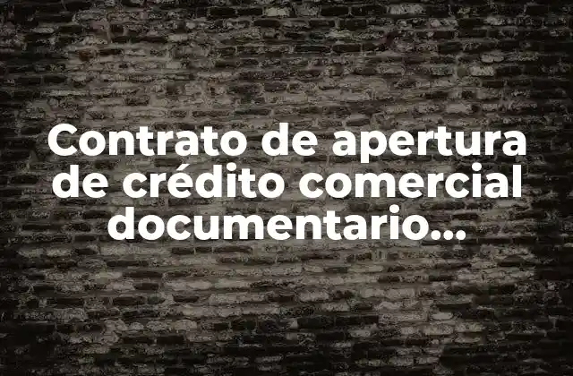 Contrato de Apertura de Crédito Comercial Documentario Irrevocable que es