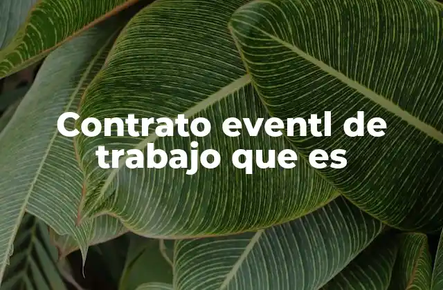 Contrato Eventl de Trabajo que es