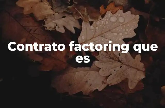 Contrato Factoring que es