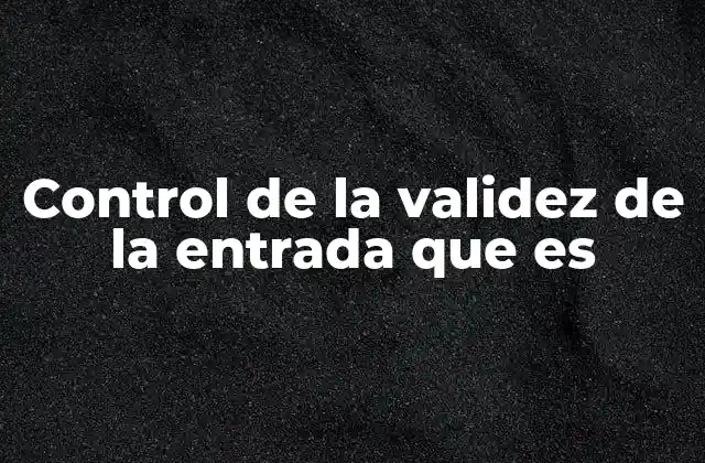 Control de la Validez de la Entrada que es