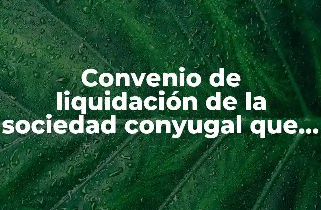 Convenio de Liquidación de la Sociedad Conyugal que es